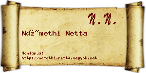 Némethi Netta névjegykártya
